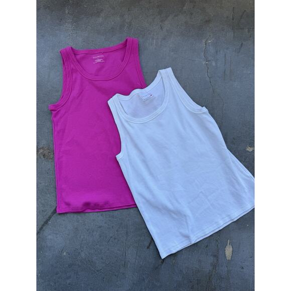 6 for $20 Two Talbots 90% Cotton Tank Tops 1 Pink & 1 White Women’s L - Picture 1 of 3